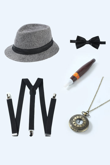Ensemble d’accessoires gris des années 20 pour hommes